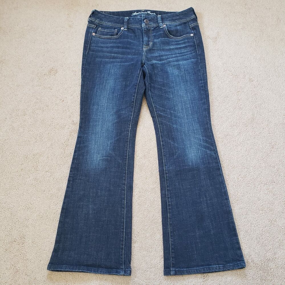 American Eagle Original Bootcut Stretch Jeans Dark Wash Y2k Sz 10 Short Bootcut